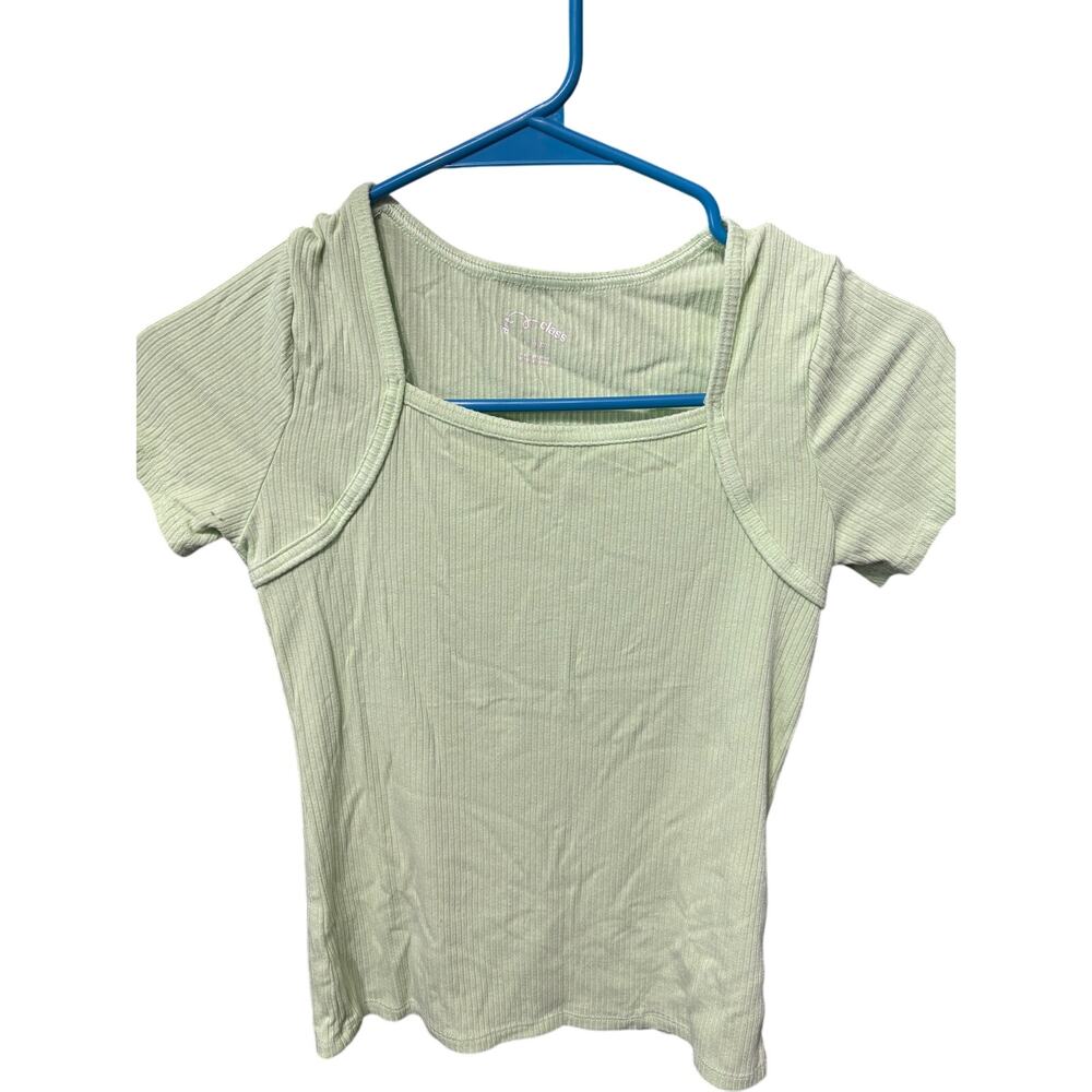 $5/15Art Class Light Green Ribbed SS - L (10-12)